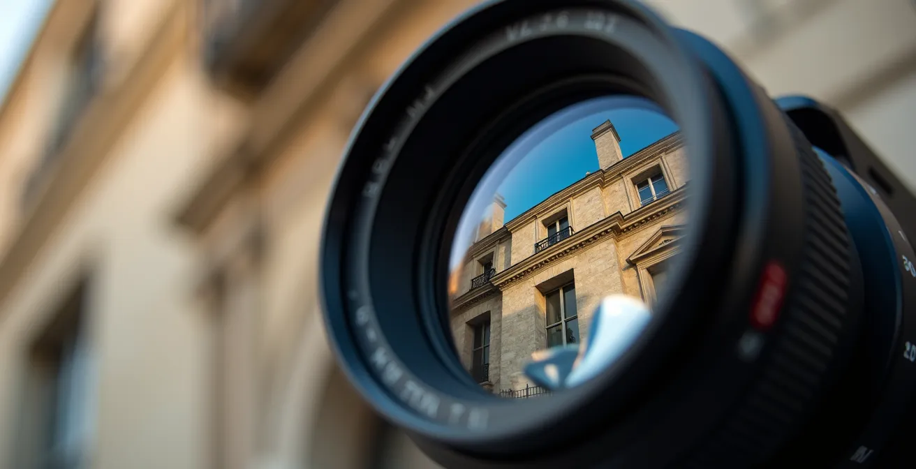 Expert photographiant les détails d'un bien immobilier
